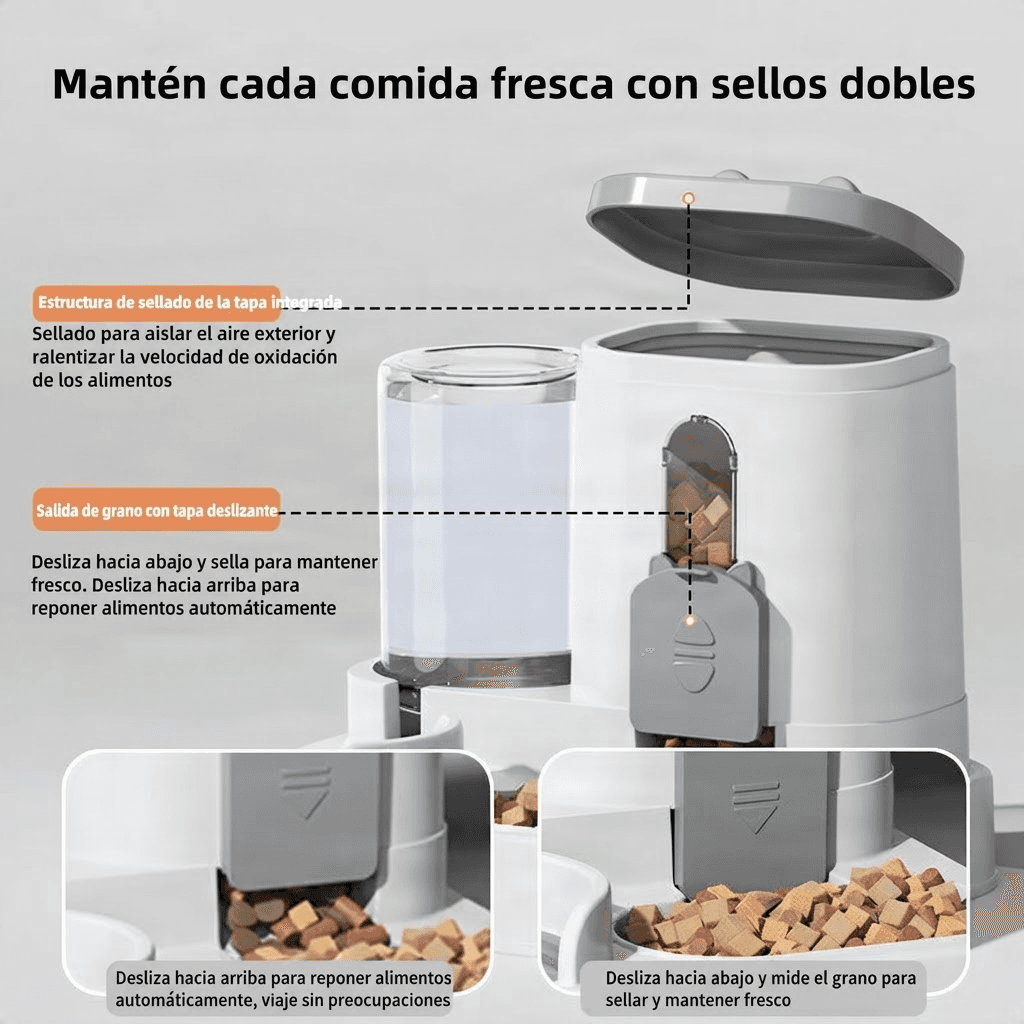 Comedero Automático para Perros y Gatos con Fuente de Agua